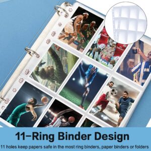 HERKKA Trading Card Sleeve Pages, 100 Pack 9 Pocket Album Pages 11 Holes Fit 3 Ring Binder