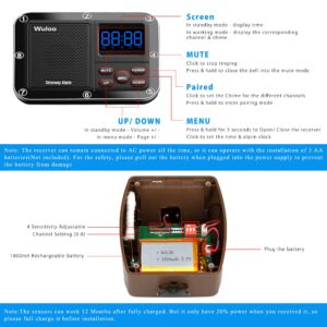 Solar Driveway Alarm Wireless Outside 1800ft Range, Outdoor Motion Sensor & Detector Driveway Alert System with Rechargeable Battery/Weatherproof/Mute Mode(1&4-Brown)