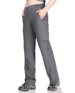 outdoor ventures women's convertible pants, quick dry hiking zip-off pants, stretch lightweight cargo pants grey
