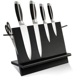 homekoko magnetic knife block, magnetic knife holder, knife rack with double side strong magnetic for knife organize and storage,black