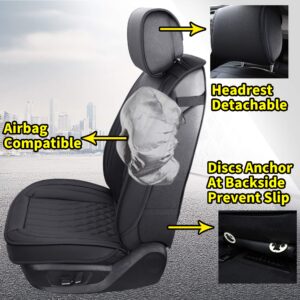 Aierxuan 5pcs Car Seat Covers Full Set with Waterproof Leather,Airbag Compatible Automotive Vehicle Cushion Cover Universal fit for Most Cars (Black)