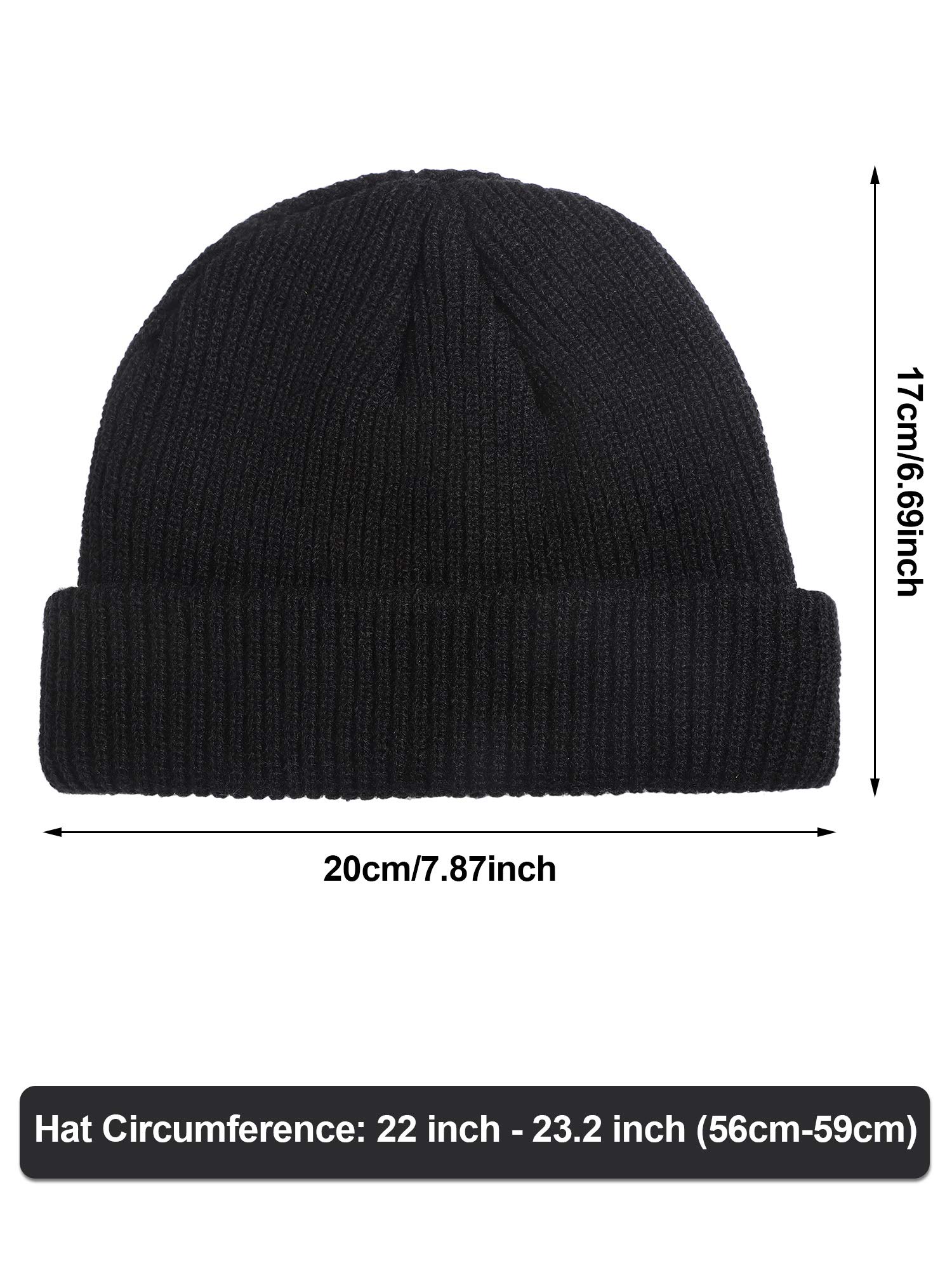 SATINIOR 2 Pieces Winter Short Fisherman Beanie Hat Trawler Beanie Watch Hat Edge Skullcap for Men (Black and Yellow)