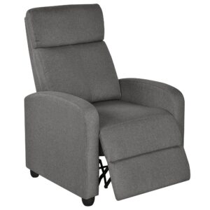 topeakmart fabric recliner sofa push back recliner chair adjustable modern single reclining chair upholstered sofa with pocket spring living room bedroom home theater light grey