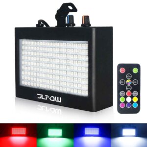 strobe light, jlpow ultra bright rgb led strobe lights (metal case), sound activated and remote control, speed adjustable mini flash stage lighting, best for dj christmas party bar show disco dance