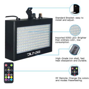 Strobe Light, JLPOW Ultra Bright RGB LED Strobe Lights (Metal Case), Sound Activated and Remote Control, Speed Adjustable Mini Flash Stage Lighting, Best for DJ Christmas Party Bar Show Disco Dance