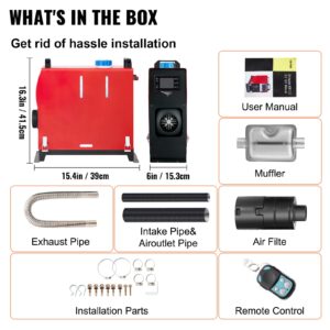 Happybuy 5KW Diesel Air Heater All in One 12V Diesel Parking Heater Silencer 5000W Diesel Heater Remote Control with LCD Switch for RV Motorhome Bus and Trailer