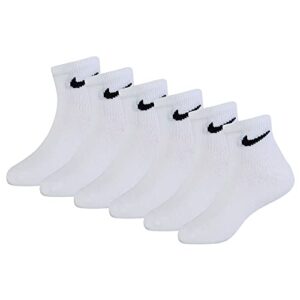 nike young athletes lightweight ankle 6-pair pack socks kids white 7c-10c (4-5 us sock size)