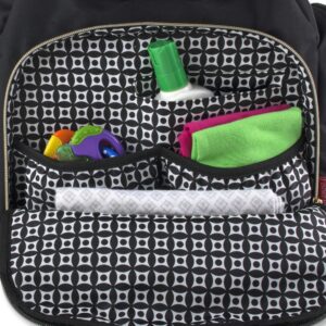 Modern Quilted Diaper Bag Backpack and Multipurpose Travel Drawstring Baby Bag – 3 Piece Set (Black)