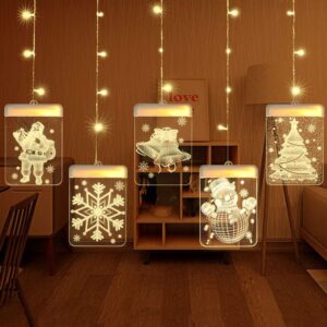 aolantai window lights, 3d acrylic fairy lights christmas string lights with usb powered christmas decorations 8 lighting modes with remote controls for outdoor, indoor, porch, party, warm white