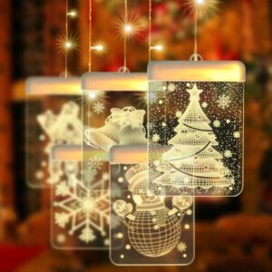 Aolantai Window Lights, 3D Acrylic Fairy Lights Christmas String Lights with USB Powered Christmas Decorations 8 Lighting Modes with Remote Controls for Outdoor, Indoor, Porch, Party, Warm White