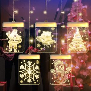 Aolantai Window Lights, 3D Acrylic Fairy Lights Christmas String Lights with USB Powered Christmas Decorations 8 Lighting Modes with Remote Controls for Outdoor, Indoor, Porch, Party, Warm White