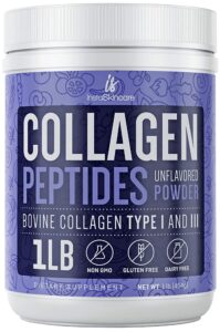 collagen peptides powder for women hydrolyzed collagen protein powder types i and iii non-gmo grass-fed gluten-free kosher and pareve unflavored easy to mix drink healthy hair skin joints nails 1lb