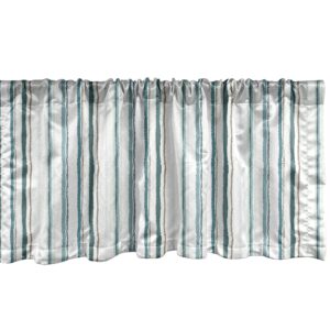 lunarable striped window valance, vertical pinstripe in pastel shades with torn paper effect, curtain valance for kitchen bedroom decor with rod pocket, 54" x 12", mint green