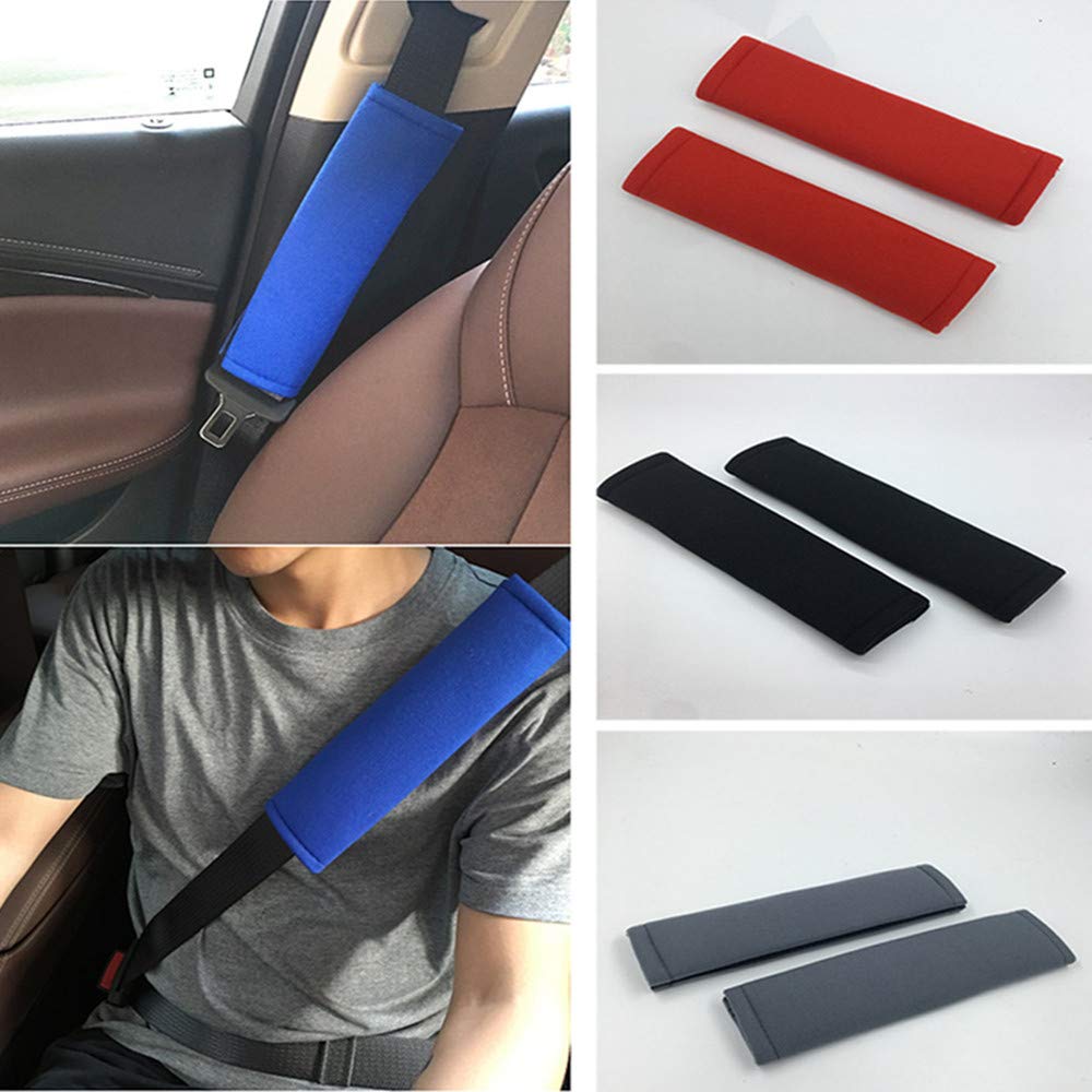 Universal Car Seat Belt Pads, 2 Pack Shoulder Strap Pad Cushion Cover Car Belt Protector Safety Belt Cover for Adults Children (Red)