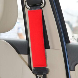 Universal Car Seat Belt Pads, 2 Pack Shoulder Strap Pad Cushion Cover Car Belt Protector Safety Belt Cover for Adults Children (Red)