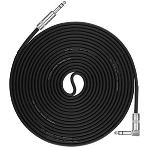 Donner 25ft TRS Cable 1/4” Male Right Angle to 1/4” TRS Male Straight Balanced Stereo Audio Patch Guitar Cable Black Sturdy No Hum