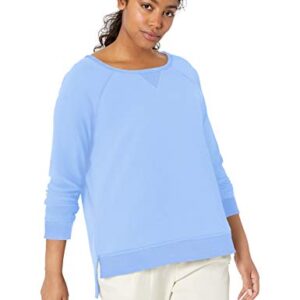 Daily Ritual Women's Oversized Terry Cotton and Modal High-Low Sweatshirt, Aqua Blue, XX-Large