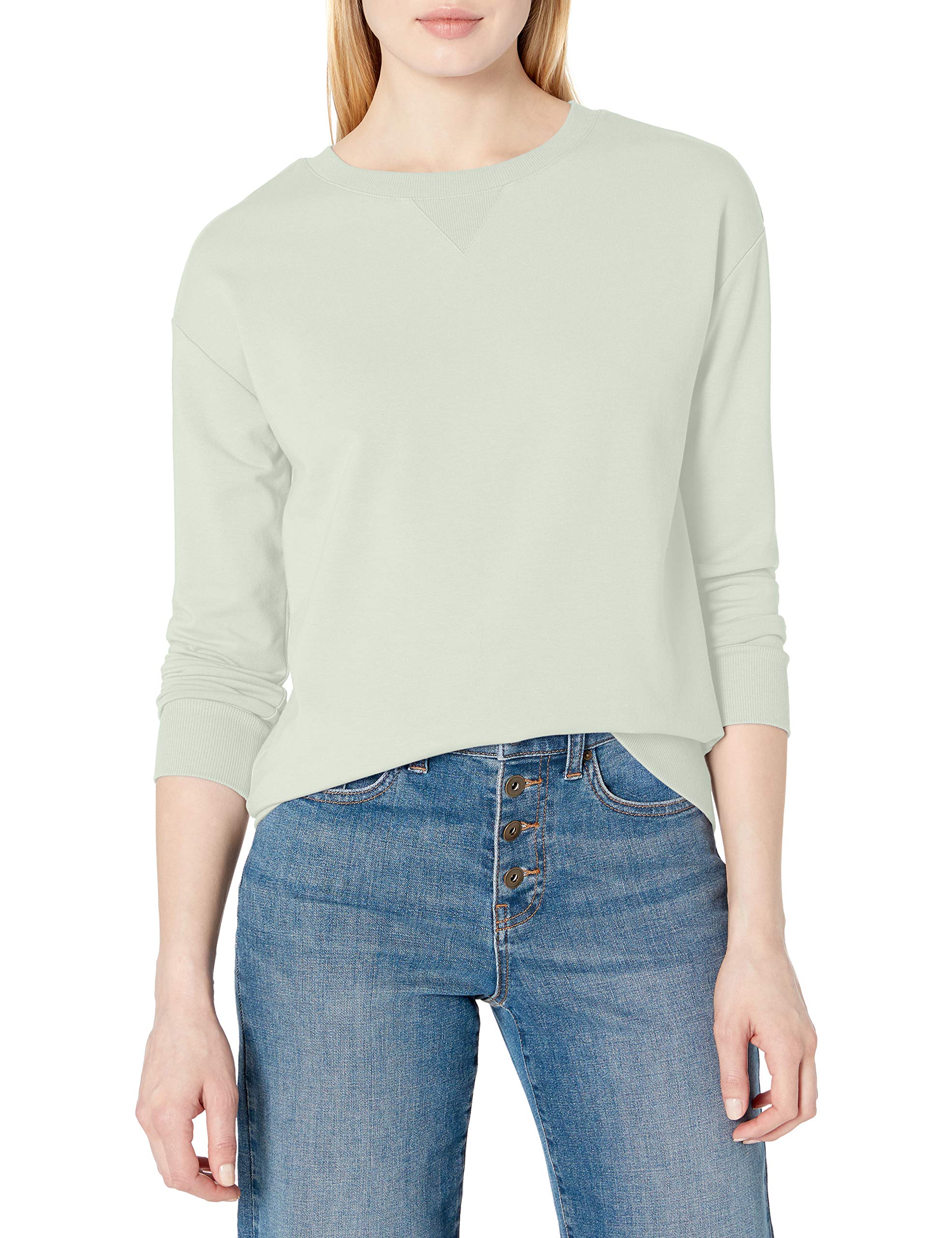 Daily Ritual Women's Terry Cotton and Modal Oversized-Fit Long-Sleeve Crewneck Sweatshirt, Light Green, Large