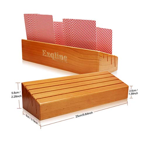 Exqline Wood Playing Card Holders Tray Racks Organizer Set of 2 for Kids Seniors Adults - 9.84In 3.1Inch Latest Version Portable Enough for Bridge Canasta UNO Card Playing