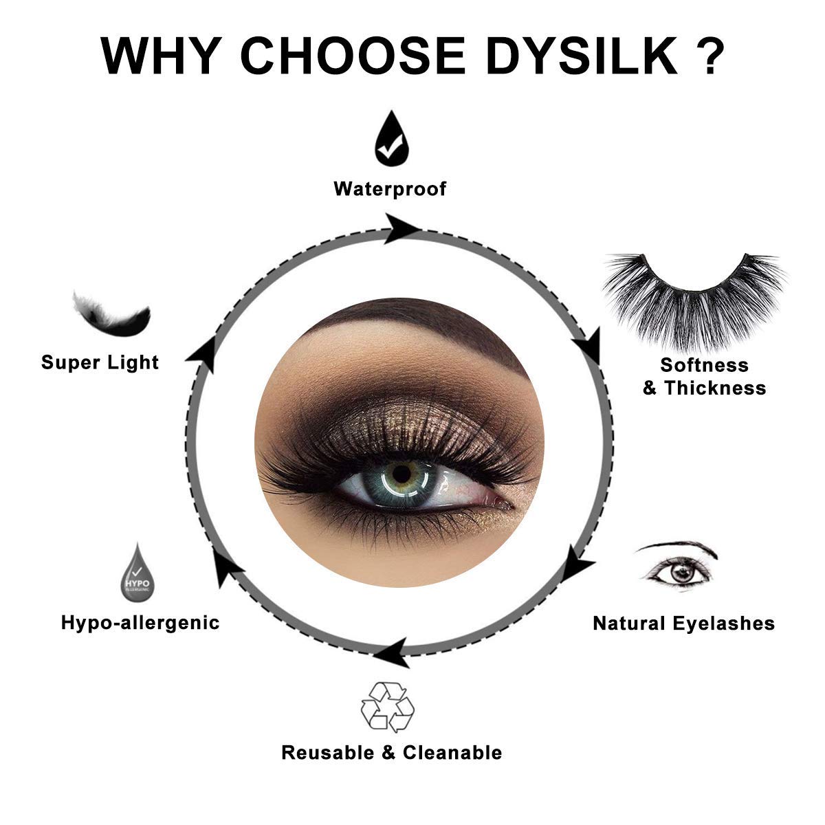 DYSILK 6D Eyelashes Wispy False Eyelashes Handmade Reusable Fake Eyelashes Natural Lashes Long Dramatic Look Extension 3 Pairs