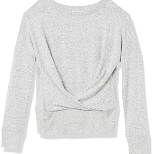 Daily Ritual Women's Cozy Knit Pleat Front Draped Sweatshirt, Grey Heather, XX-Large