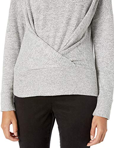 Daily Ritual Women's Cozy Knit Pleat Front Draped Sweatshirt, Grey Heather, XX-Large