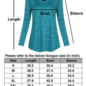 Soogus Yoga Tops for Wowen Long Sleeve Moisture Wicking Workout Shirts V Neck Hiking Training Athletic Tee (Royal Blue, M)