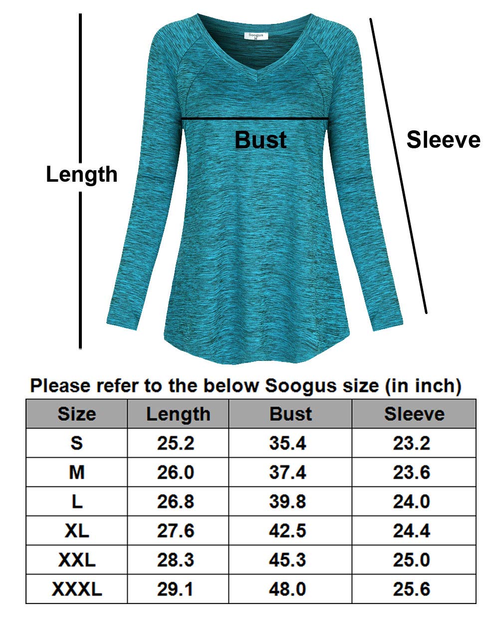 Soogus Yoga Tops for Wowen Long Sleeve Moisture Wicking Workout Shirts V Neck Hiking Training Athletic Tee (Royal Blue, M)