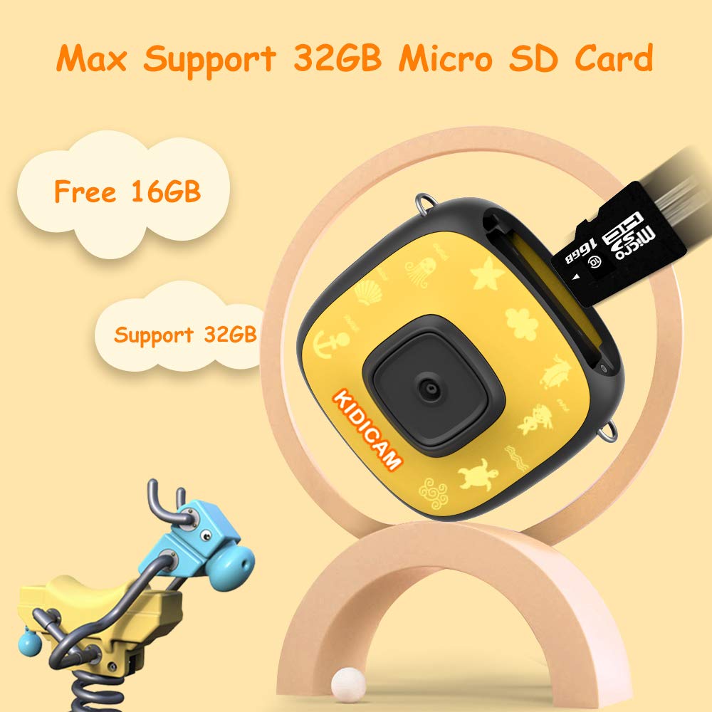 Dragon Touch Kidicam 2.0 Kids Action Camera, Waterproof Digital Camera for Boys Girls 1080P Sports Camera Camcorder with 16GB Memory Card (Yellow)