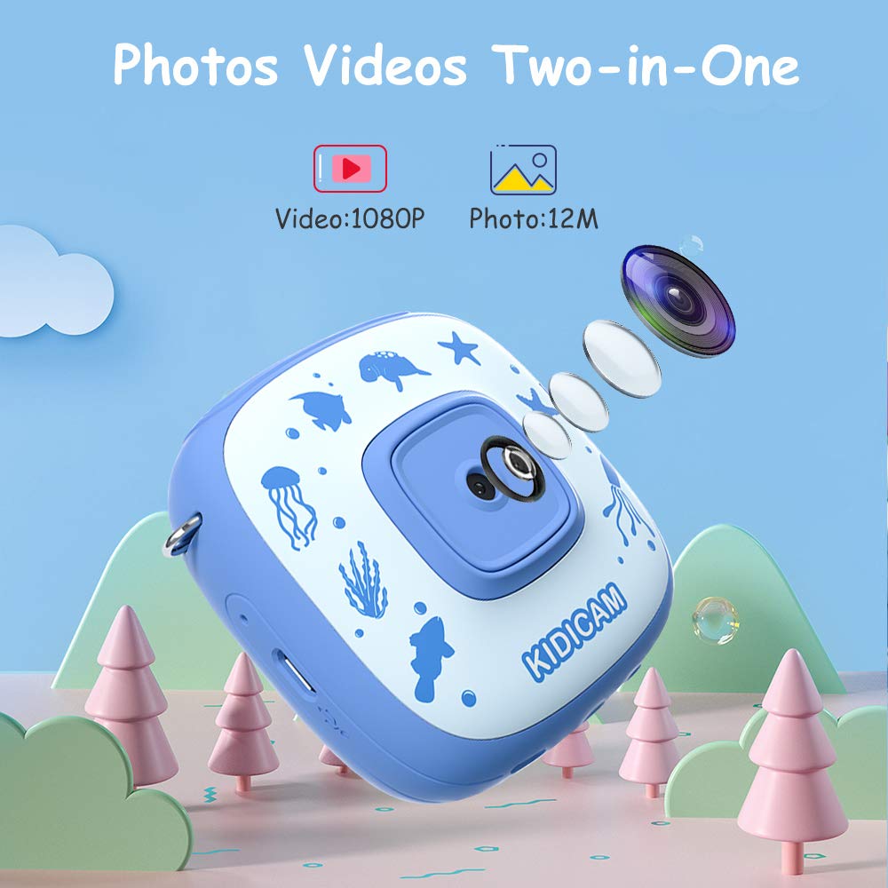 Dragon Touch Kids Action Camera - Waterproof Kidicam 2.0 Digital Camera for Boys Girls 1080P Sports Camera Camcorder with 16GB Memory Card (Blue)