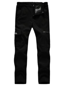 tbmpoy women's skiing hiking cargo pants outdoor waterproof windproof softshell fleece snow pants black m