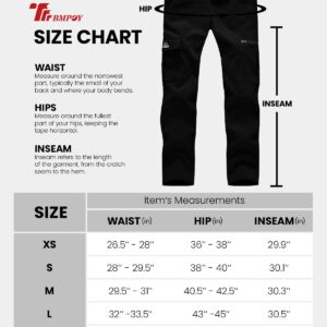 TBMPOY Women's Skiing Hiking Cargo Pants Outdoor Waterproof Windproof Softshell Fleece Snow Pants Black M