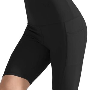 CADMUS 3 Pack Women 9" Biker Compression Short Leggings for Yoga Workout with Big Pockets,3 Pack,1026,Black,Large