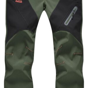 Rdruko Women's Hiking Pants Outdoor Waterproof Windproof Softshell Fleece Slim Snow Ski Pants(Green, US M)