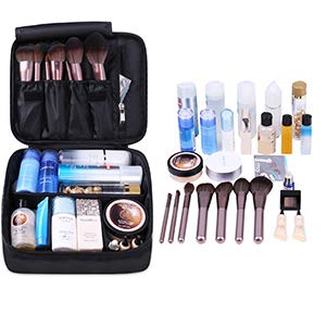 Narwey Travel Makeup Bag Large Cosmetic Bag Makeup Case Organizer for Women (A-Black)