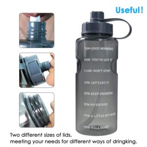 Half Gallon 64 OZ Water Bottle with Straw & Time Marker, BPA Free Reusable Motivational Water Bottle That Reminds You to Drink Water, Large Sports Water Bottle with Handle Easy to Carry Around For Fit