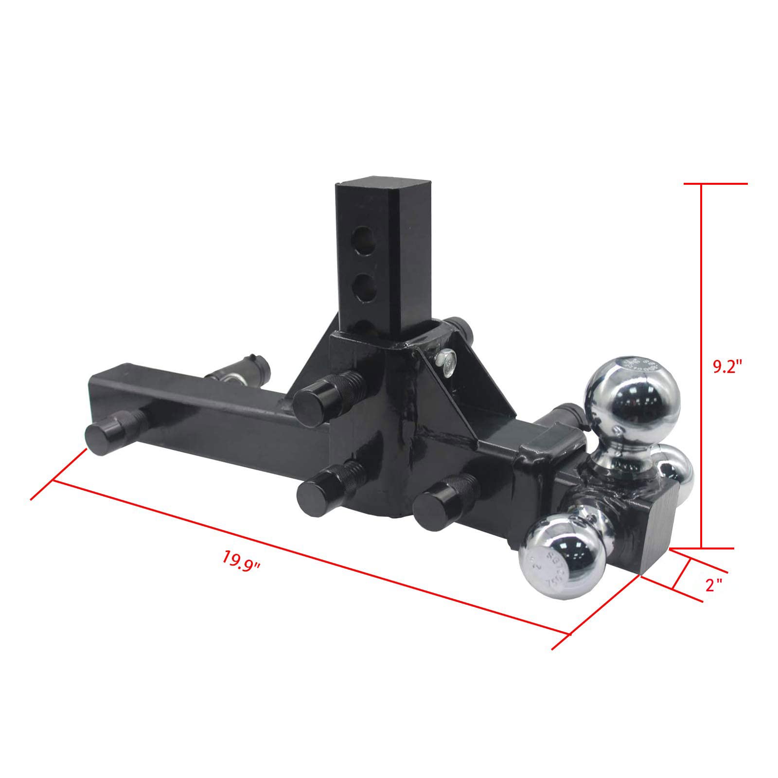 AC-DK Adjustable Trailer Hitch Ball Mount, Fits 2-Inch Receiver, 5-3/4-Inch Drop, 1-7/8, 2, 2-5/16-Inch Balls, 10,000 lbs, Come with 4-Pack 5/8" Tow Hitch Pin Locks Keys
