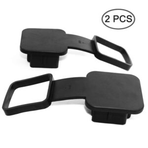 FineGood 2 Pack Rubber Trailer Hitch Covers, Fit for 2 Inches Receiver Tubes Durable Anti-Loss Trailer Hitch Plug Caps-Black