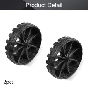 MroMax 40x10mm RC Cars Wheels, 2Packs Black Toys Wheels, 2mm Dia Shaft Plastic Model Wheels for DIY Toy, RC Car, Truck, Boat and Helicopter Model Part