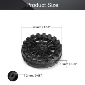 MroMax 40x10mm RC Cars Wheels, 2Packs Black Toys Wheels, 2mm Dia Shaft Plastic Model Wheels for DIY Toy, RC Car, Truck, Boat and Helicopter Model Part