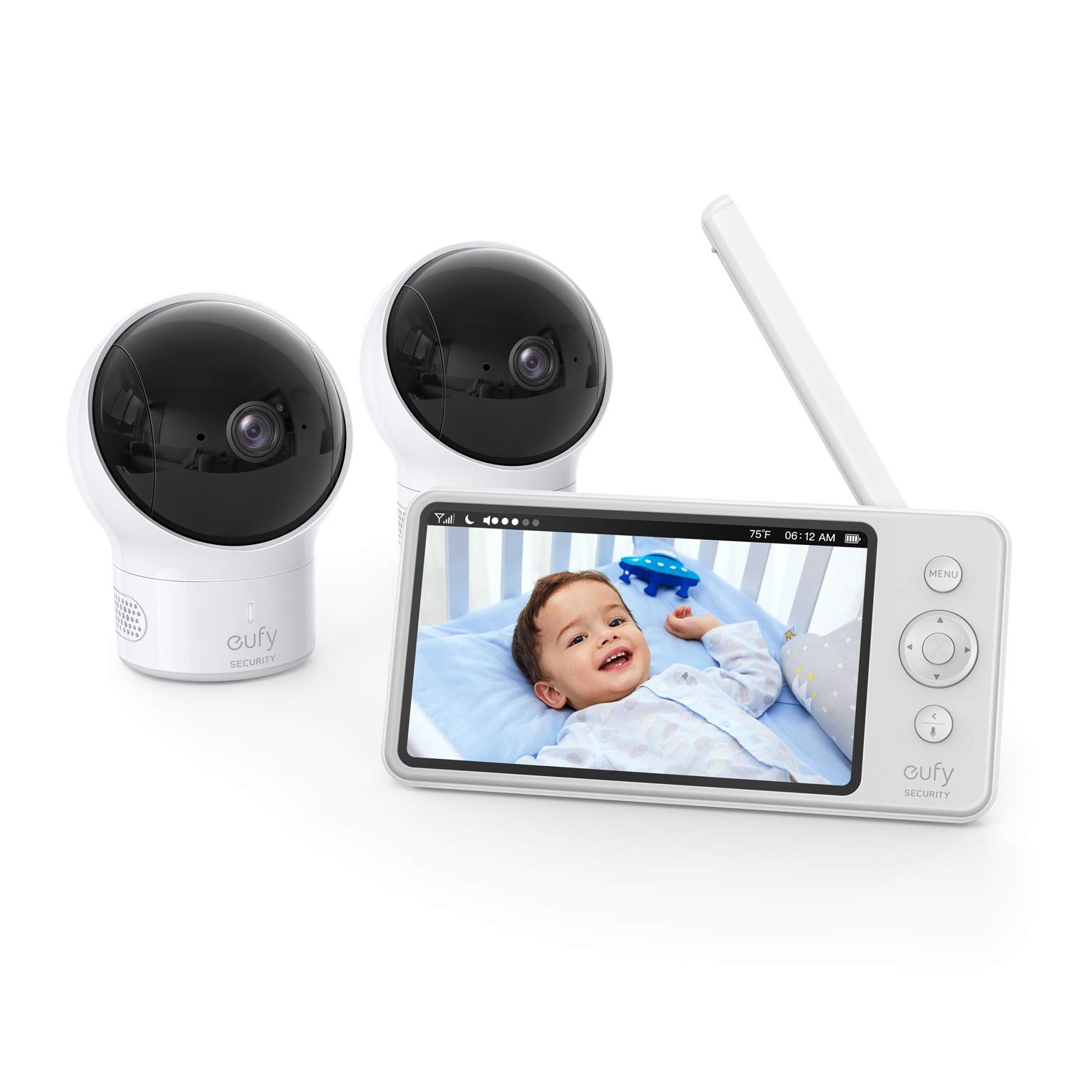 eufy Security, Video Baby Monitor with Camera and Audio, 2-Cam Kit, 720p HD, Ideal for New Moms, 5" Display, 110° Wide-Angle Lens, Night Vision