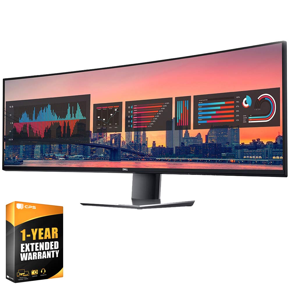 Dell U4919DW UltraSharp 49-Inch QHD 5120x1440 32:9 Curved Monitor (Renewed) with 1 YR CPS Enhanced Protection Pack