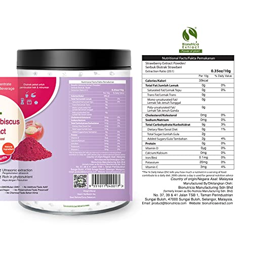 Roselle Hibiscus Extract 200g | Natural Asian Gourmet Standardized Fresh Beverage or Bakery Ingredient, Natural Flavor, Natural Color, Phytonutrient of Powder