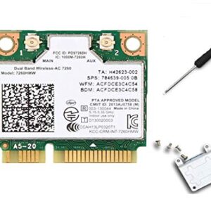Network Bluetooth Card for 7260HMW Dual Band Wireless-AC 7260 Network Adapter PCI Express Half Mini Card 802.11 b/a/g/n/ac