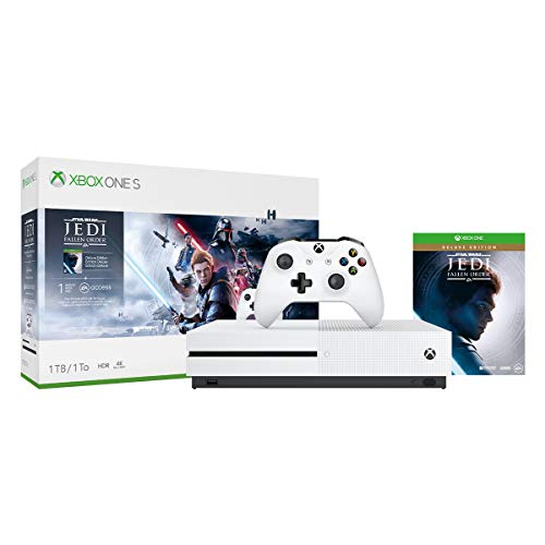 Xbox One S 1TB Star Wars Jedi Console Bundle - Digital download of Star Wars Jedi game - White Controller & Xbox One S Console - 8GB RAM 1TB HDD - Custom AMD Octa-core CPU - 4K Blu-ray & Strea