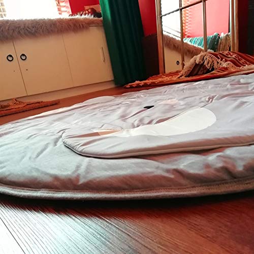 Hiltow Round Cartoon Elephant Nursery Rug Floor Playmats Crawling Mat Game Blanket for Play Room Decoration