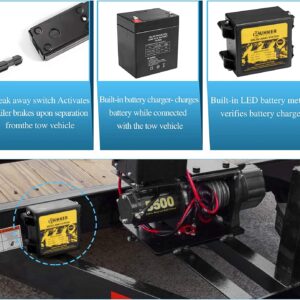 BUNKER INDUST Trailer Brakes Breakaway Kit with Charger, LED Indicator, Switch, 12V 5AH Battery for Trailer Caravan