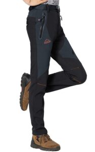 rdruko women's snow pants waterproof insulated fleece thermal ski hiking snowboard pants(black, us m)