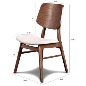 New Classic Furniture Mid-Century Modern Oscar Oval Back Dining Chair, Set of Two, Walnut Brown