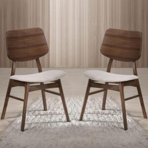 New Classic Furniture Mid-Century Modern Oscar Oval Back Dining Chair, Set of Two, Walnut Brown